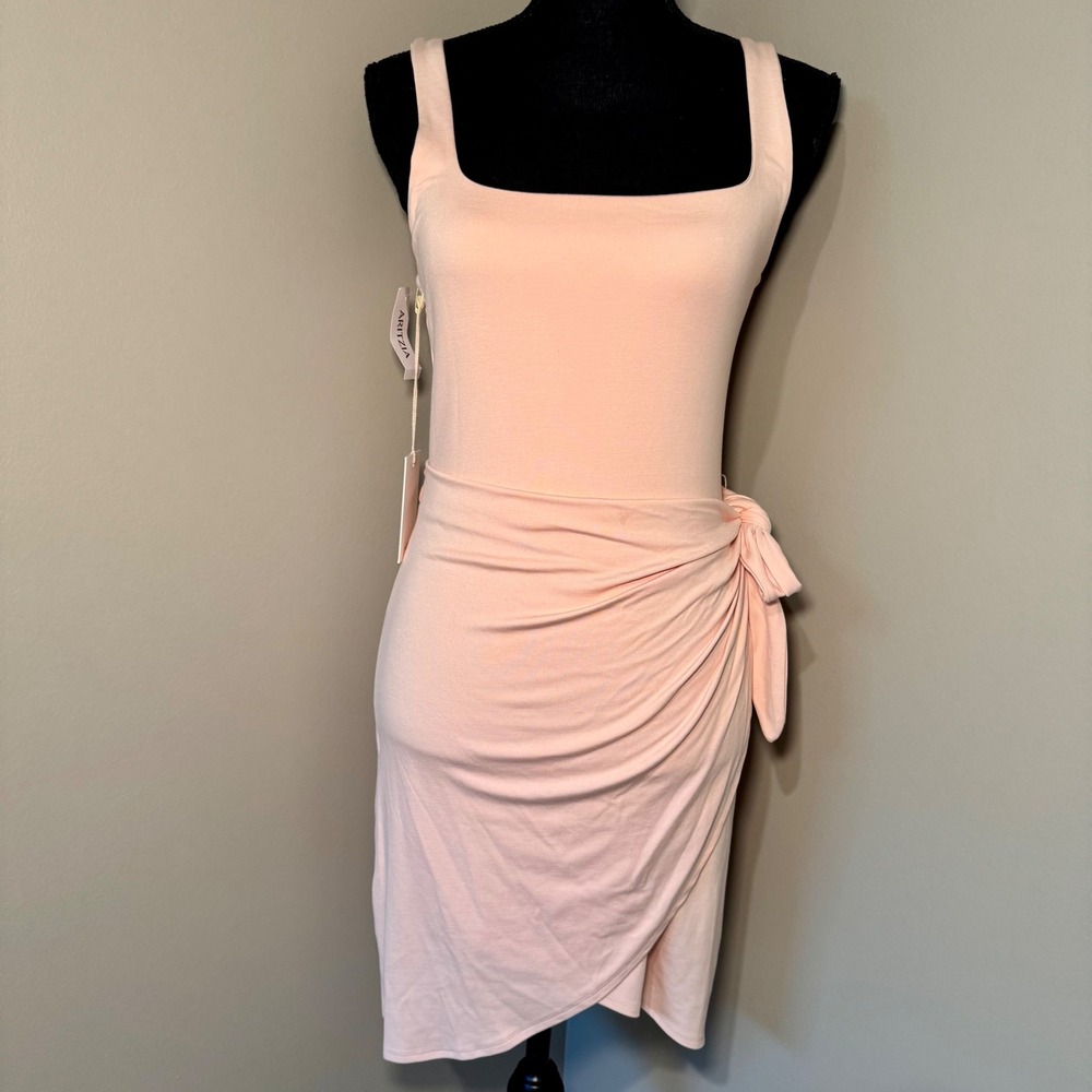 Aritzia Wilfred New Saturn Mini Dress Soft Seashell Pink Square Neck Size M